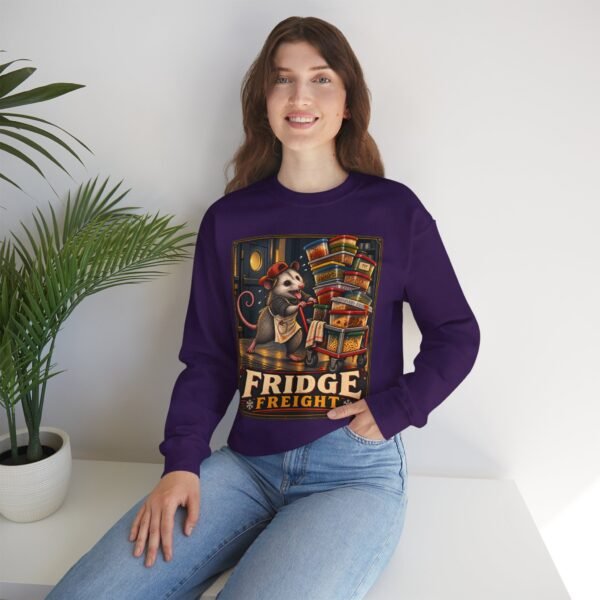 Fridge Freight Crewneck Sweatshirt — Cute Possum Delivery Vintage Poster