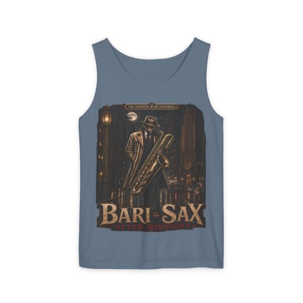 Bari-Sax Vintage Jazz Tank Top — Retro Saxophonist Graphic Music Tee