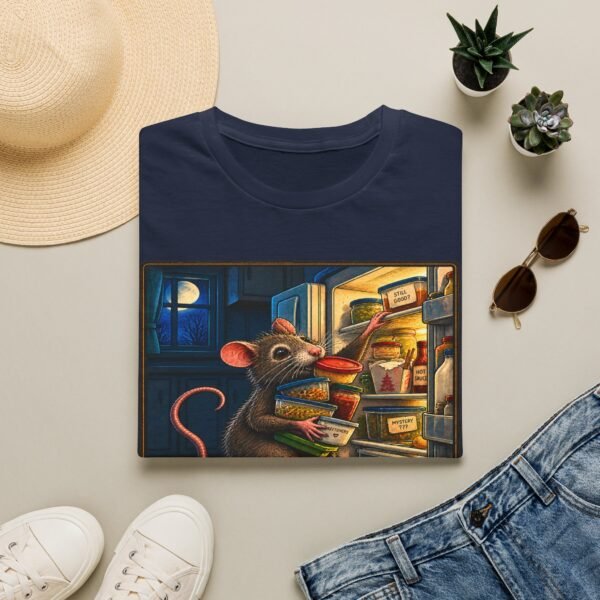 Midnight Fridge Raid T-Shirt — Cute Mouse Illustration