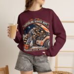 Crewneck Sweatshirt — "Craterline Service Dept. — Wrenches After Moonrise" Raccoon Astronaut Mechanic Graphic