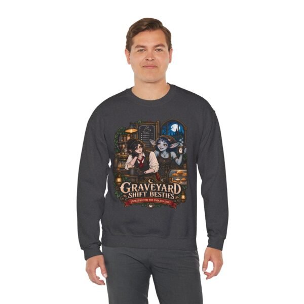 Graveyard Shift Besties Crewneck Sweatshirt — Cute Goth Friendship Graphic