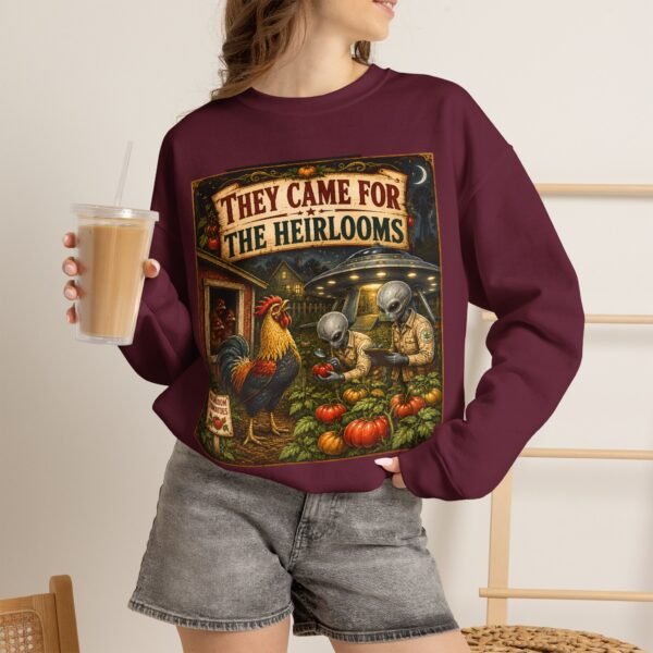 They Came For The Heirlooms Crewneck Sweatshirt — Vintage Garden Harvest Graphic