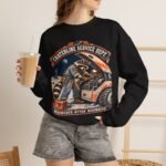 Crewneck Sweatshirt — "Craterline Service Dept. — Wrenches After Moonrise" Raccoon Astronaut Mechanic Graphic