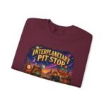 Interplanetary Pit Stop Crewneck Sweatshirt — Retro Space Roadtrip Graphic