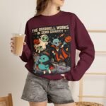 Halloween Alien Crewneck Sweatshirt — “The Doorbell Works in Zero Gravity” Cute Spooky Graphic