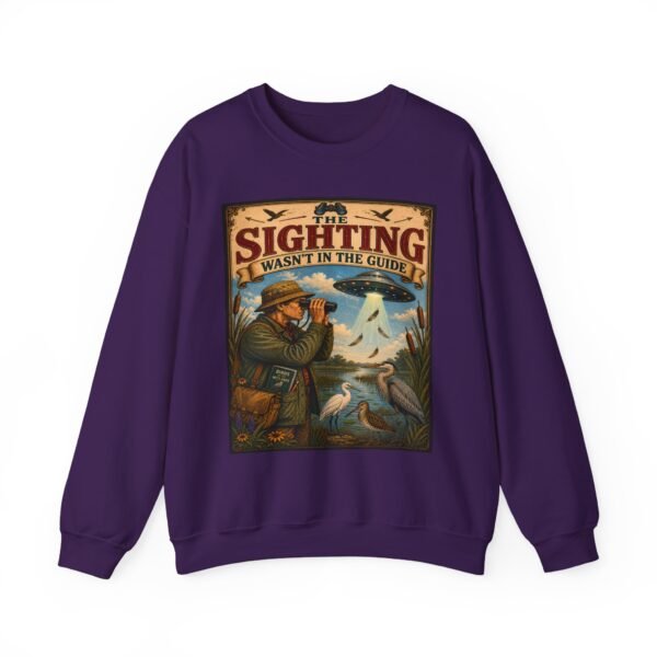 Birdwatching Crewneck Sweatshirt — “The Sighting Wasn’t in the Guide” Vintage Nature Graphic