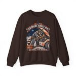 Crewneck Sweatshirt — "Craterline Service Dept. — Wrenches After Moonrise" Raccoon Astronaut Mechanic Graphic