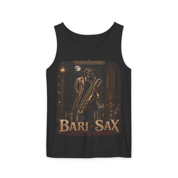 Bari-Sax Vintage Jazz Tank Top — Retro Saxophonist Graphic Music Tee