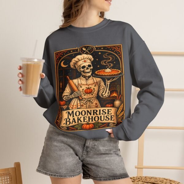 Moonrise Bakehouse Sweatshirt — Halloween Skeleton Baker Pullover