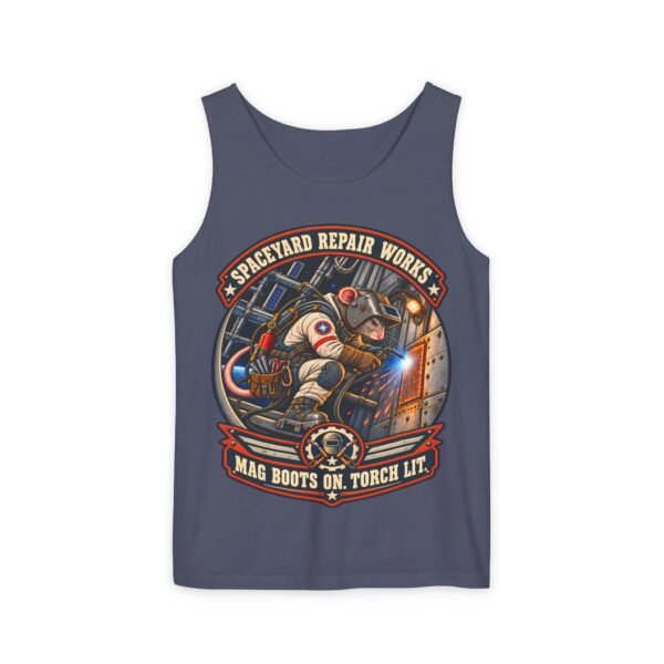 Spaceyard Repair Works Tank Top — "Mag Boots On, Torch Lit" Vintage Mechanic Graphic