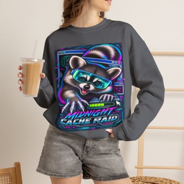 Midnight Cache Raid Sweatshirt — Retro Raccoon Graphic Crewneck