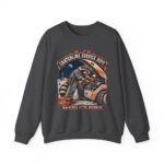 Crewneck Sweatshirt — "Craterline Service Dept. — Wrenches After Moonrise" Raccoon Astronaut Mechanic Graphic