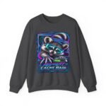 Midnight Cache Raid Sweatshirt — Retro Raccoon Graphic Crewneck