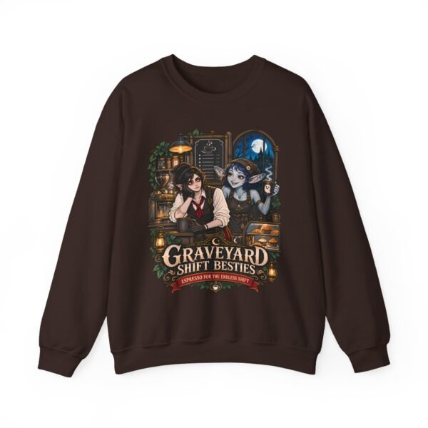Graveyard Shift Besties Crewneck Sweatshirt — Cute Goth Friendship Graphic