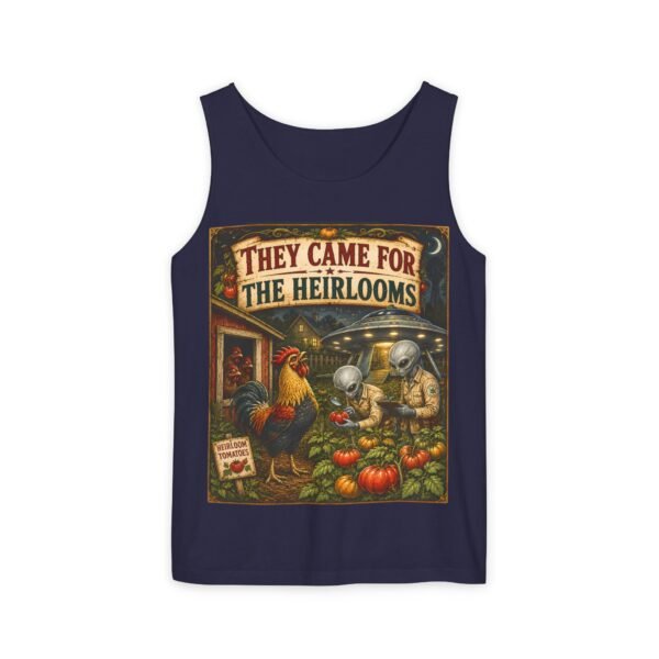 Tank Top — "They Came for the Heirlooms" Retro Alien Harvest Graphic