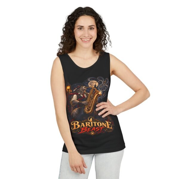 Baritone Beast Tank Top — Vintage Jazz Saxophone Musician Graphic