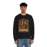 Midnight Groundskeeper Skeleton Gardener Crewneck Sweatshirt — Halloween Pumpkin Patch Graphic