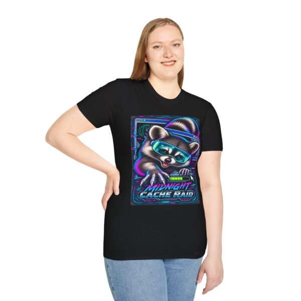Midnight Cache Raid T‑Shirt — Neon Cyber Raccoon Graphic Tee