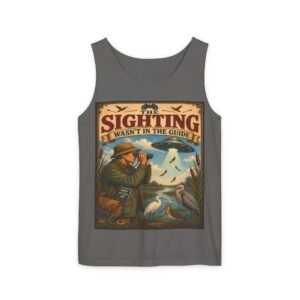 Birdwatching Tank Top — "The Sighting Wasn't in the Guide" Vintage Nature Graphic