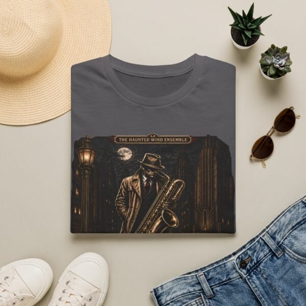 Bari-Sax Jazz T-Shirt — Vintage Haunted Jazzman Graphic Tee