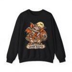 Candy Keeper Sweatshirt — Cute Bat Cat Halloween Crewneck