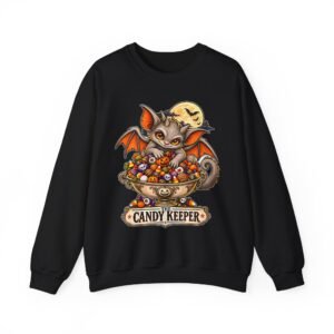 Candy Keeper Sweatshirt — Cute Bat Cat Halloween Crewneck