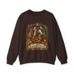 Midnight Groundskeeper Skeleton Gardener Crewneck Sweatshirt — Halloween Pumpkin Patch Graphic