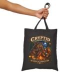 Cryptid Camping Club Canvas Tote — 'We Share The Campsite Now' Eco Grocery Bag