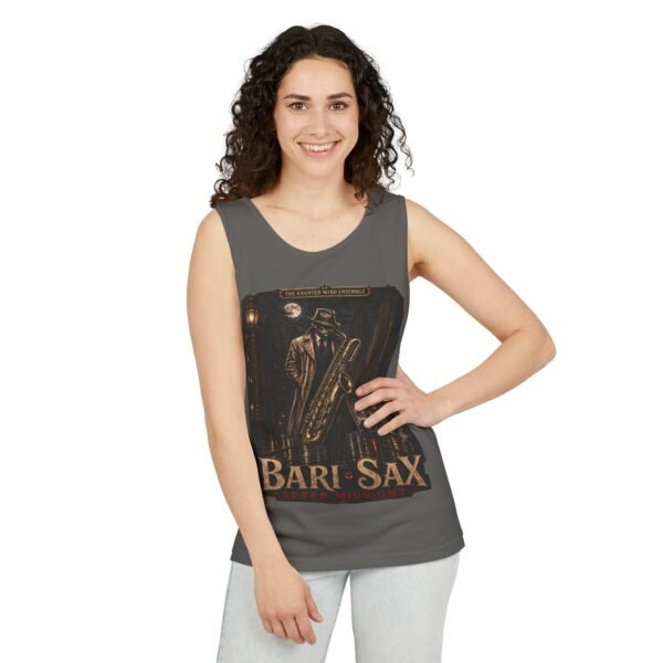 Bari-Sax Vintage Jazz Tank Top — Retro Saxophonist Graphic Music Tee