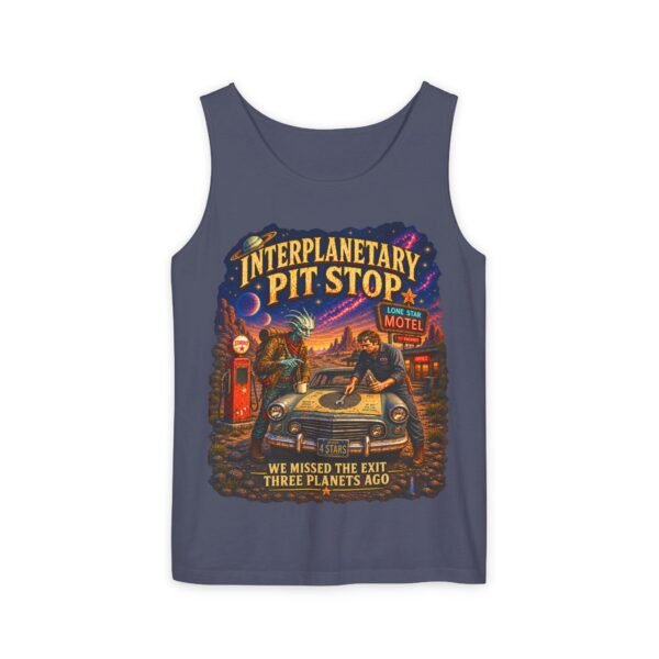 Interplanetary Pit Stop Tank Top — Retro Space Road Trip Graphic
