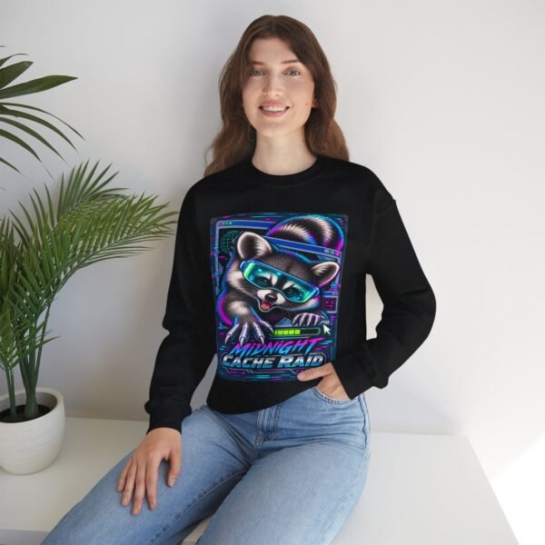 Midnight Cache Raid Sweatshirt — Retro Raccoon Graphic Crewneck