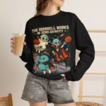 Halloween Alien Crewneck Sweatshirt — “The Doorbell Works in Zero Gravity” Cute Spooky Graphic