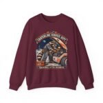 Crewneck Sweatshirt — "Craterline Service Dept. — Wrenches After Moonrise" Raccoon Astronaut Mechanic Graphic