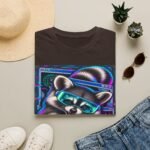 Midnight Cache Raid T‑Shirt — Neon Cyber Raccoon Graphic Tee