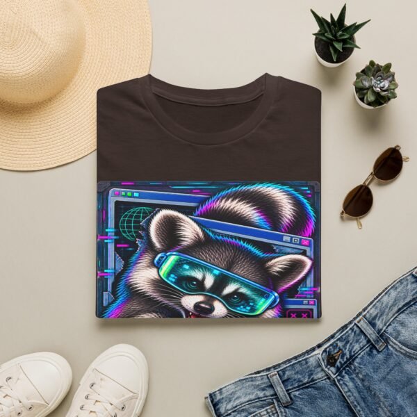 Midnight Cache Raid T‑Shirt — Neon Cyber Raccoon Graphic Tee