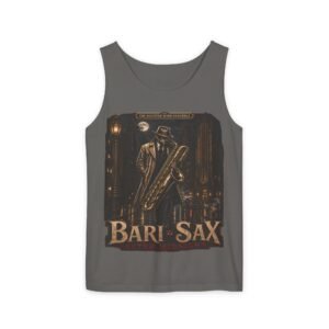 Bari-Sax Vintage Jazz Tank Top — Retro Saxophonist Graphic Music Tee
