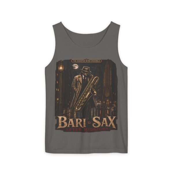 Bari-Sax Vintage Jazz Tank Top — Retro Saxophonist Graphic Music Tee