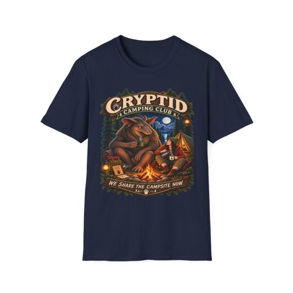 Cryptid Camping Club T-Shirt — Retro Bigfoot Sasquatch Camp Graphic Tee