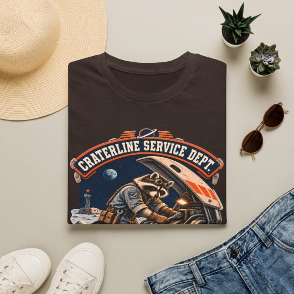 Craterline Service Dept. T-Shirt — Vintage Space Raccoon Mechanic Tee