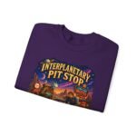 Interplanetary Pit Stop Crewneck Sweatshirt — Retro Space Roadtrip Graphic
