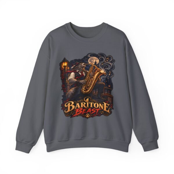 Baritone Beast Sweatshirt — Retro Jazz Saxophone Graphic Crewneck