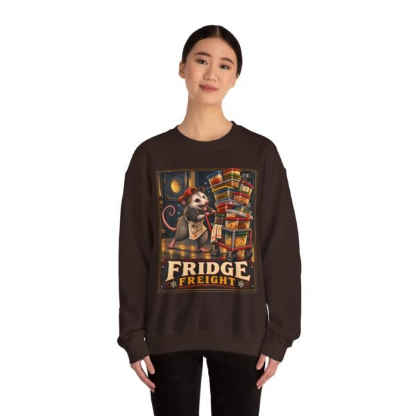 Fridge Freight Crewneck Sweatshirt — Cute Possum Delivery Vintage Poster