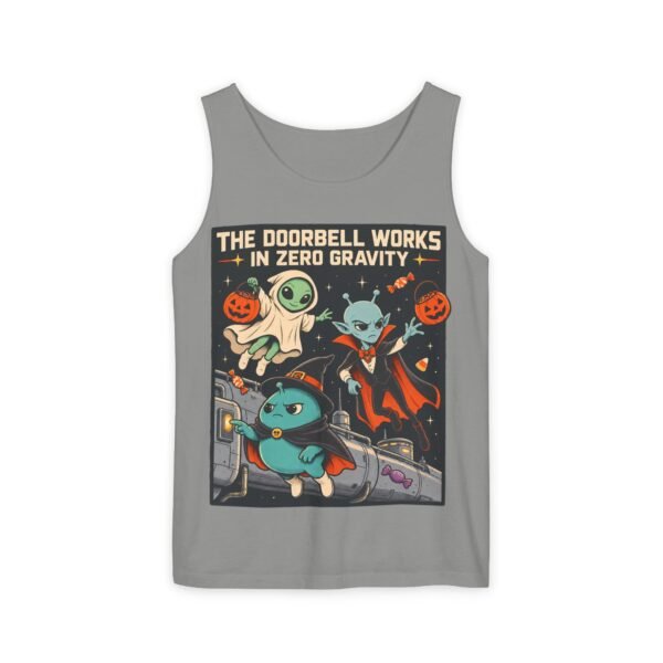 Alien Halloween Tank Top — “The Doorbell Works in Zero Gravity” Graphic