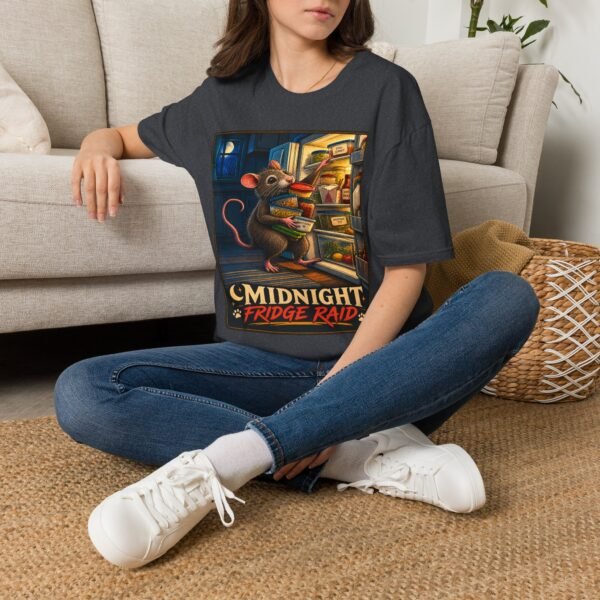 Midnight Fridge Raid T-Shirt — Cute Mouse Illustration