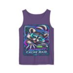 Midnight Cache Raid Tank Top — Retro Neon Raccoon Graphic Tank