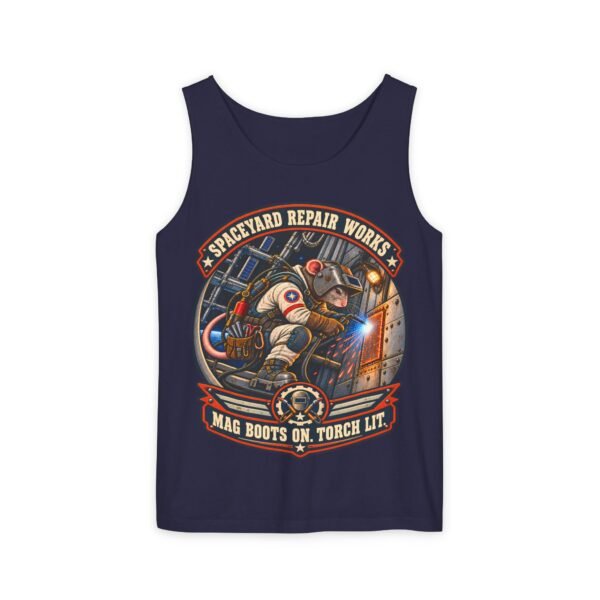Spaceyard Repair Works Tank Top — "Mag Boots On, Torch Lit" Vintage Mechanic Graphic
