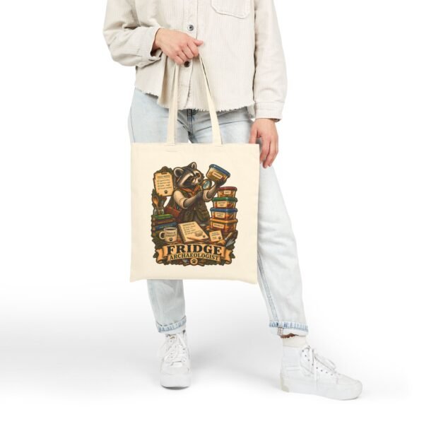 Tote Bag — 'Fridge Archaeologist' Raccoon Vintage Grocery Canvas Tote