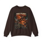 Halloween Astronaut Sweatshirt — "This Planet Carves Itself" Vintage Horror Crewneck