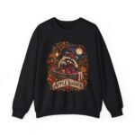 Crewneck Sweatshirt — "The Apple Bobber" Halloween Raccoon Apple-Bobbing Design