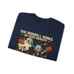 Halloween Alien Crewneck Sweatshirt — “The Doorbell Works in Zero Gravity” Cute Spooky Graphic
